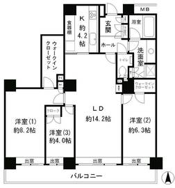 リバーポイントタワー 2706 間取り図