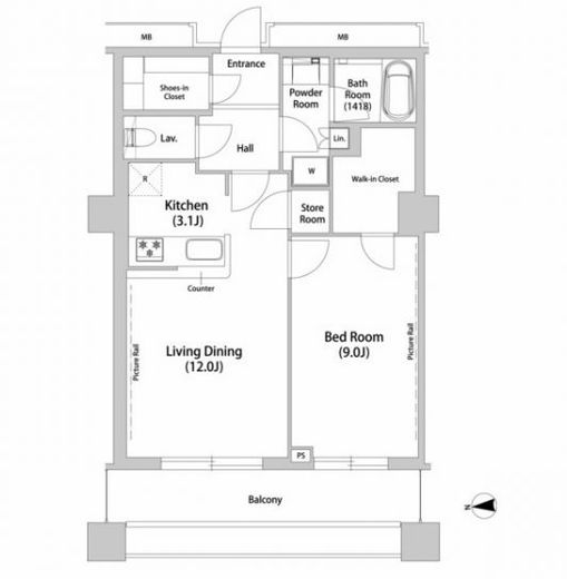 品川ハートビュータワー 2203 間取り図