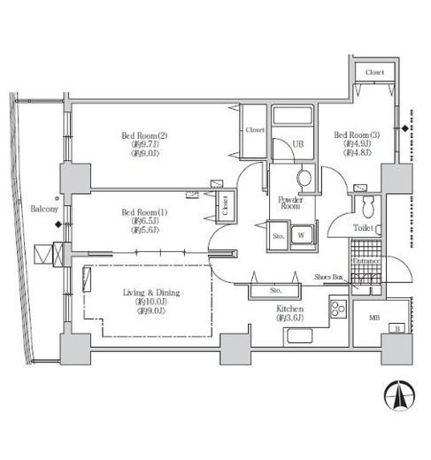 アクティ汐留 1712 間取り図
