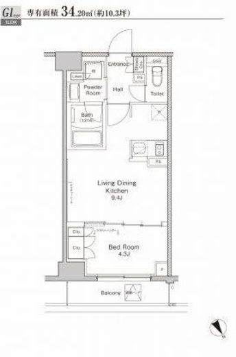 プラウドフラット渋谷富ヶ谷 203 間取り図