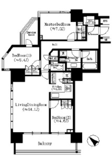 パークコート千代田駿河台ヒルトップレジデンス 1101 間取り図