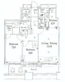 クレストプライムタワー芝 13階 間取り図