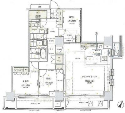 五番町マンション 13階 間取り図