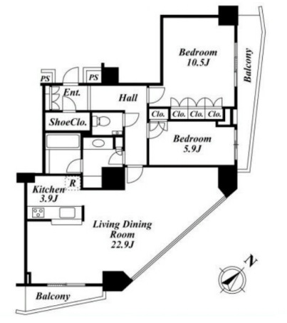 アトラスタワー六本木 10階 間取り図