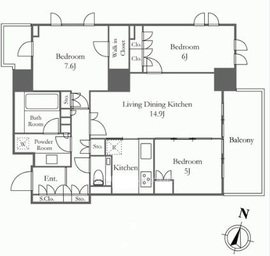 プライムガーデン西麻布 702 間取り図