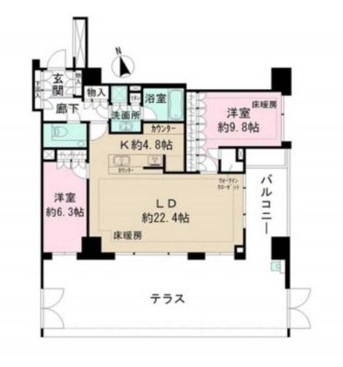 ザ・パークハウスグラン三番町 1階 間取り図