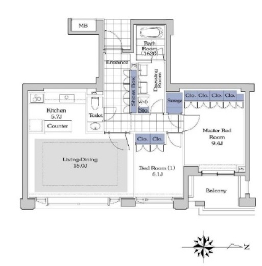 プライムメゾン御殿山 E304 間取り図