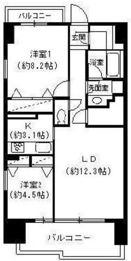 パークキューブ東品川 808 間取り図