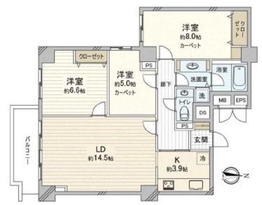 広尾ガーデンヒルズ 10階 間取り図