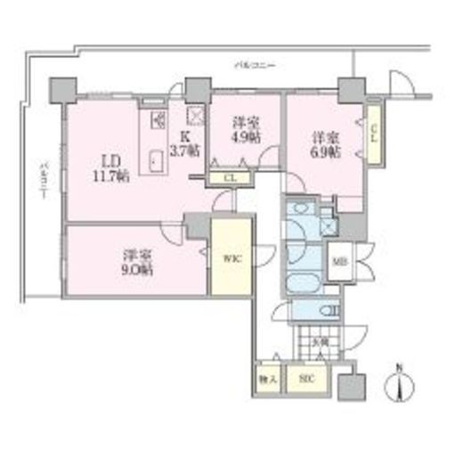 ロイヤルパークスタワー南千住 3001 間取り図