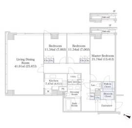 レジディア市谷砂土原 N401 間取り図