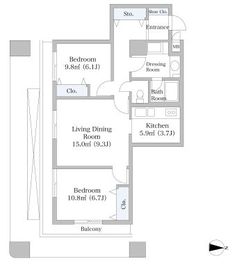 芝大門ハイツ 1402 間取り図