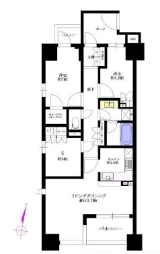 パークハウス新宿若松町 6階 間取り図