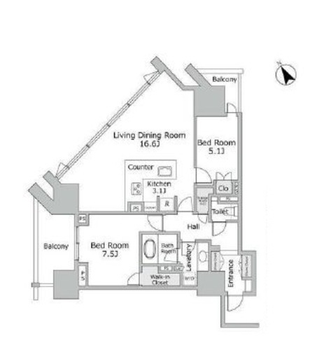 グランドヒルズ恵比寿 6階 間取り図