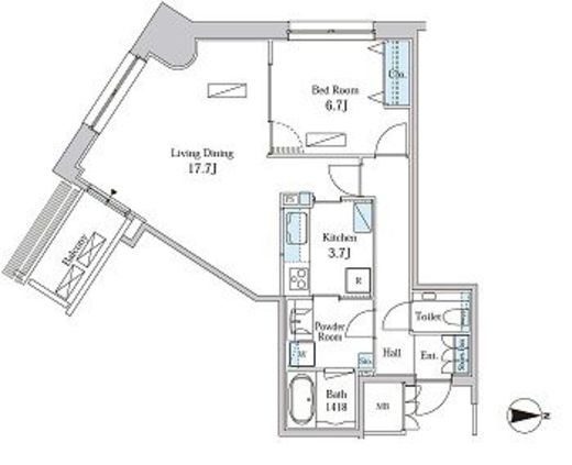 モメント汐留 1601 間取り図