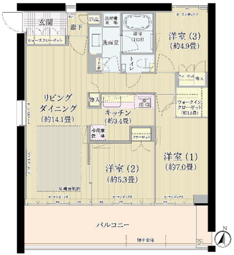 ガーデニエール砧ウエスト 707 間取り図