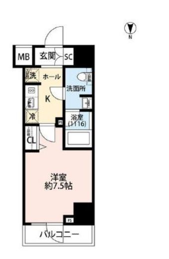 プレール・ドゥーク芝浦 8階 間取り図