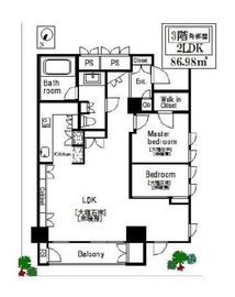 フォレセーヌ麻布永坂 3階 間取り図