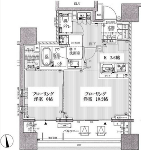 ザ・パークハウス上野 5階 間取り図