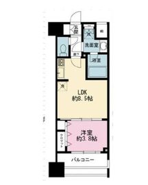 シティインデックス新宿若松町 8階 間取り図