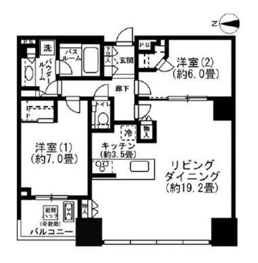 シティタワーズ豊洲ザ・ツイン サウスタワー 45階 間取り図