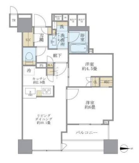 ブリリアタワー上野池之端 3階 間取り図