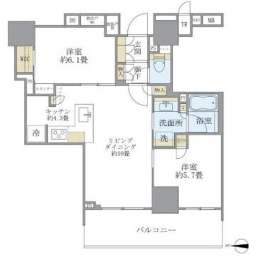 ブリリアタワー上野池之端 5階 間取り図