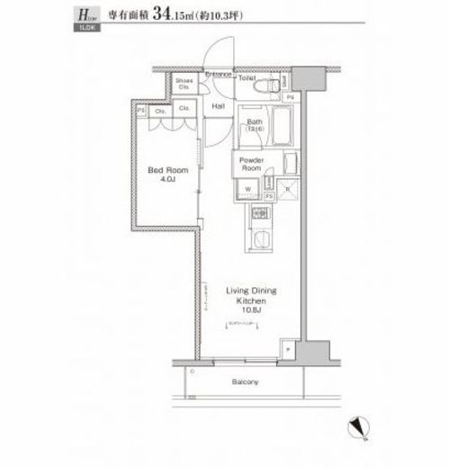 プラウドフラット渋谷富ヶ谷 504 間取り図