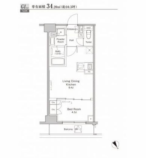 プラウドフラット渋谷富ヶ谷 703 間取り図