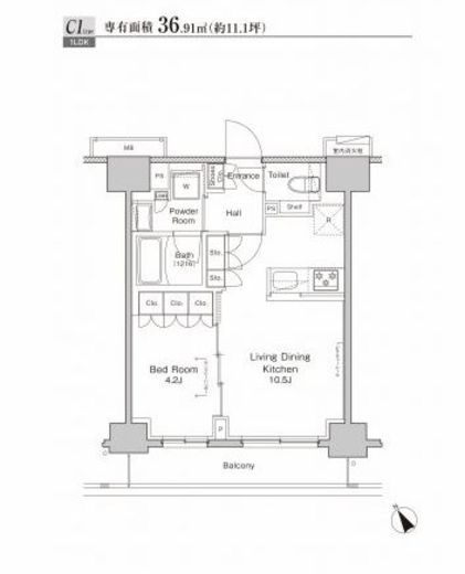 プラウドフラット渋谷富ヶ谷 313 間取り図