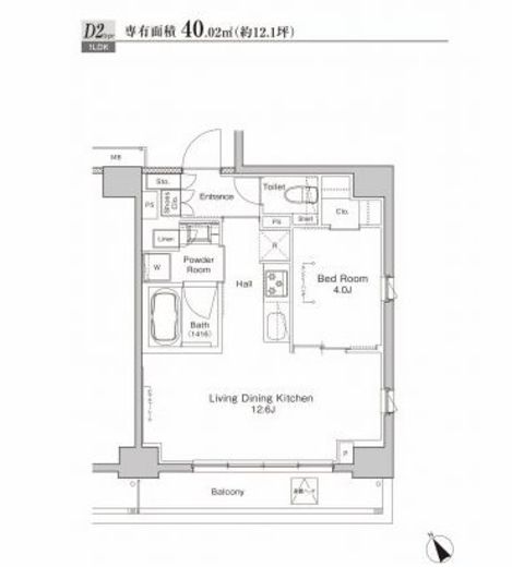 プラウドフラット渋谷富ヶ谷 508 間取り図