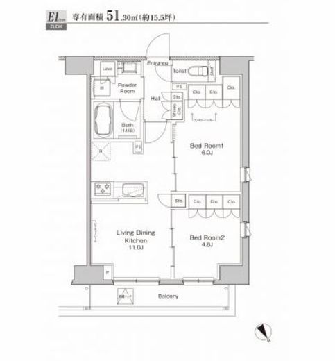 プラウドフラット渋谷富ヶ谷 501 間取り図