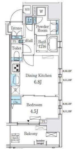 レジディア大手町北 801 間取り図