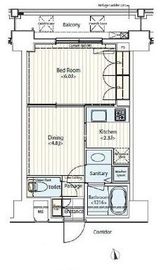 ドゥーエ新富町 405 間取り図