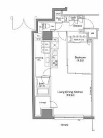 ザ・パークハビオ神楽坂香月 102 間取り図