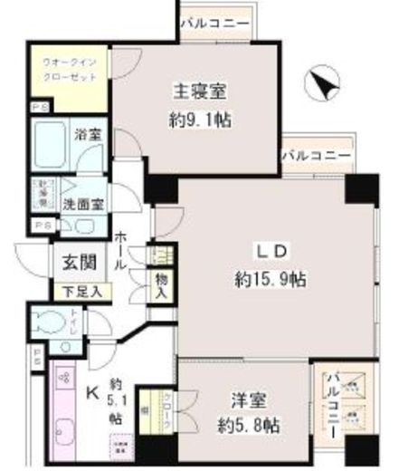 小石川パークタワー 9階 間取り図