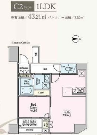 グランドコンシェルジュ蔵前 1303 間取り図