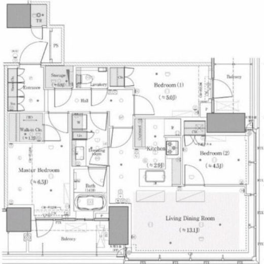 パークシティ中央湊ザタワー 8階 間取り図