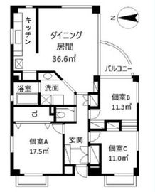 ガーデニア六本木 201 間取り図