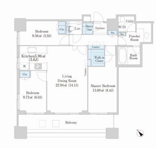 セントラルレジデンス シティタワー池袋 25階 間取り図