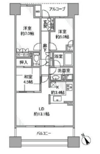 パークハウス清澄白河リバーサイド 13階 間取り図