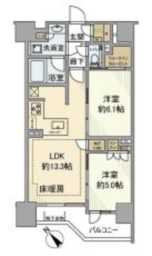 シティハウス中目黒ステーションコート 5階 間取り図