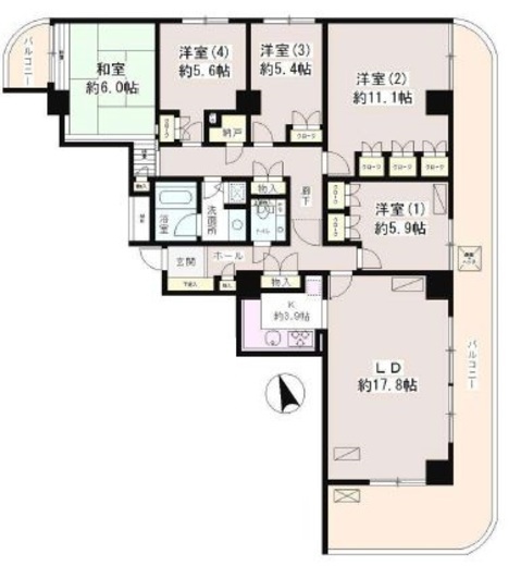 西早稲田南ウイング 8階 間取り図