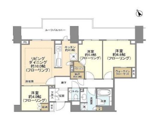 ザ・パークハウス上原 3階 間取り図