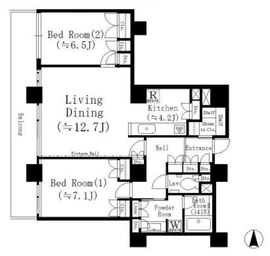 リバーポイントタワー 2508 間取り図