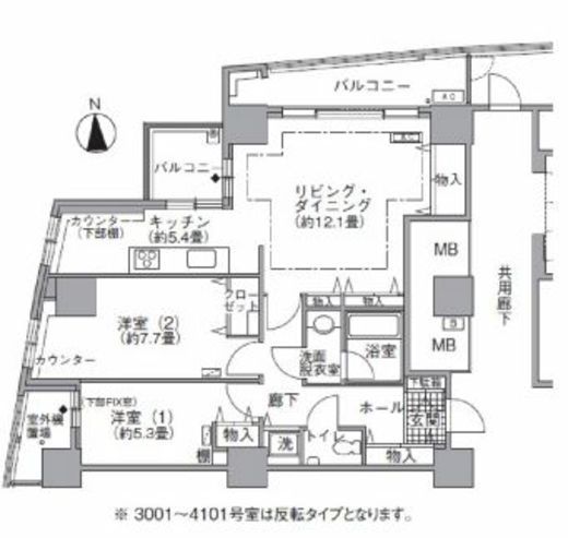 アクティ汐留 3215 間取り図