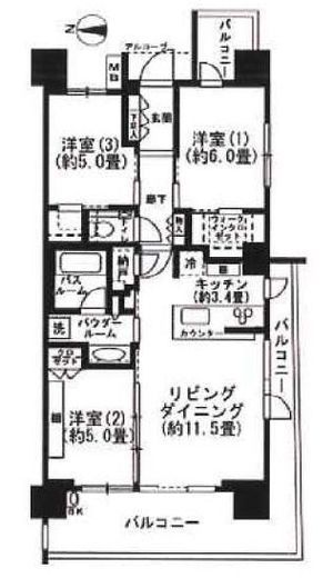 シティハウス木場公園 9階 間取り図
