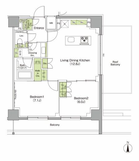 ザ・パークハビオ三軒茶屋 601 間取り図