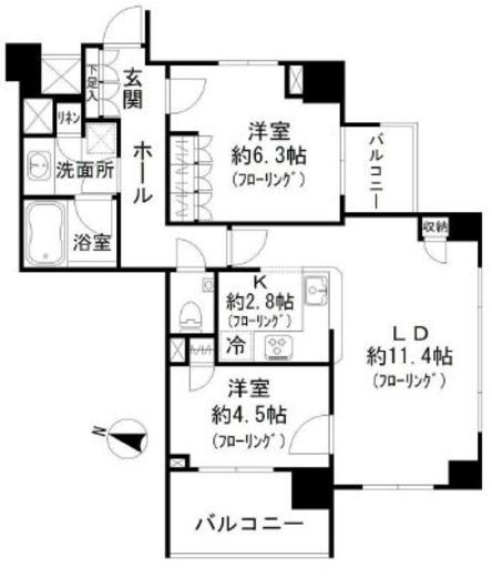 クオリア南麻布 11階 間取り図