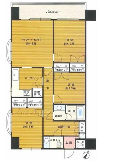 虎ノ門ガーデン 3階 間取り図